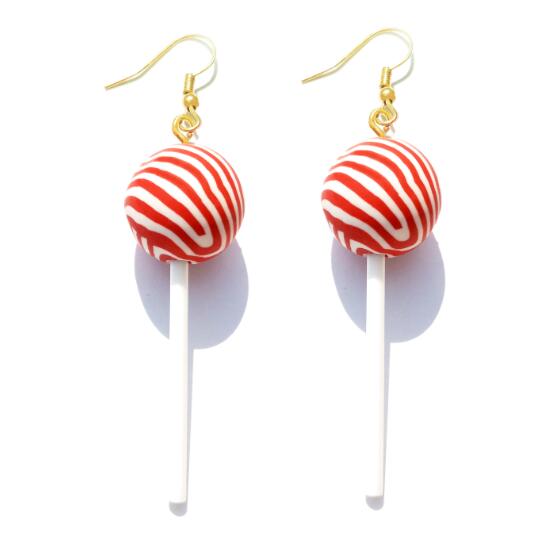 Resin Lollipop Drop Earrings Jewelry Custom Made Handmade Cute Cotton Candy