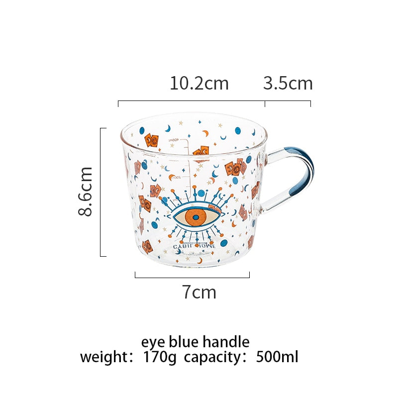 Cartoon Flower Coffee Mug Glass Water Cup Handgrip Milk Breakfast Drinkware Cup