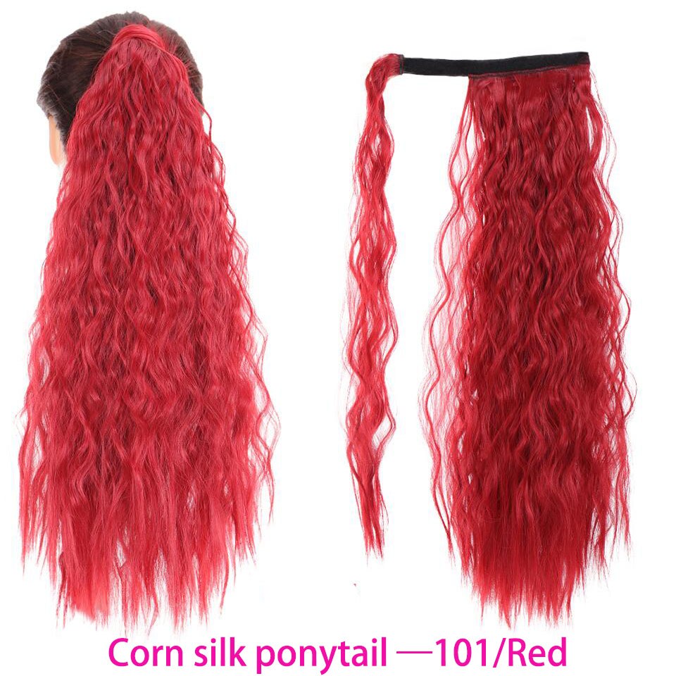 Synthetic Long Straight Wrap Around Clip In Ponytail Hair Extension Heat Resistant Hair Wig