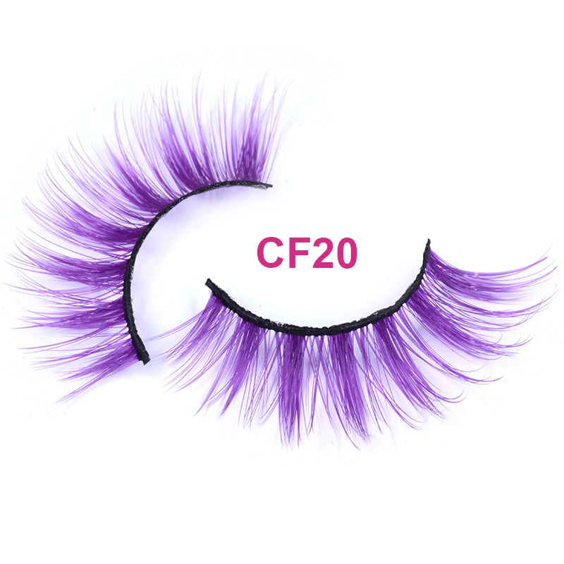 Fluffy Thick Dramatic 3D Faux Mink Colored Eyelashes Pink Red Natural Synthetic Colorful Rainbow Color Eye Lashes for Holiday