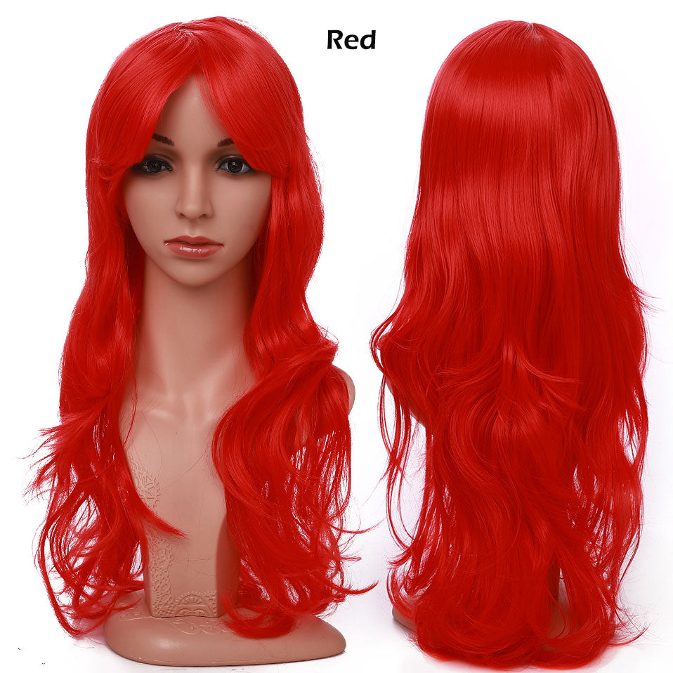 S-noilite Synthetic 28colors 22inch Loose Wave Wigs Halloween Cosplay Wig Blue Red Pink Grey Purple Hair Cosplay