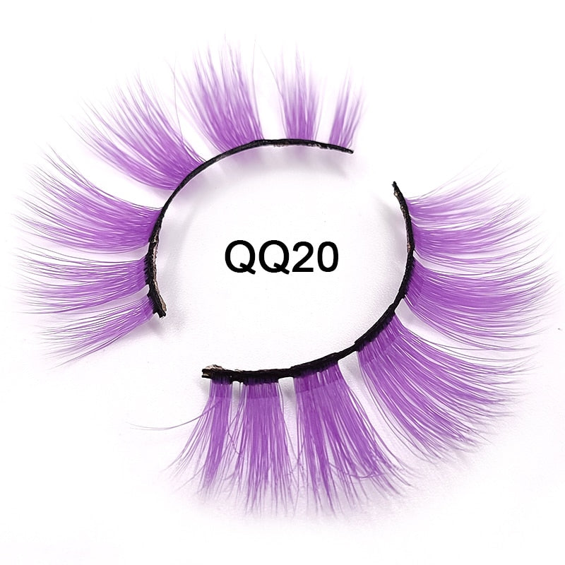 Fluffy Thick Dramatic 3D Faux Mink Colored Eyelashes Pink Red Natural Synthetic Colorful Rainbow Color Eye Lashes for Holiday