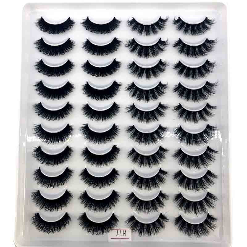 20 pairs long Natural Mink False Eyelashes Cross Dense Handmade Cotton Stalk Eye Lashes Mink Fake Eyelashes