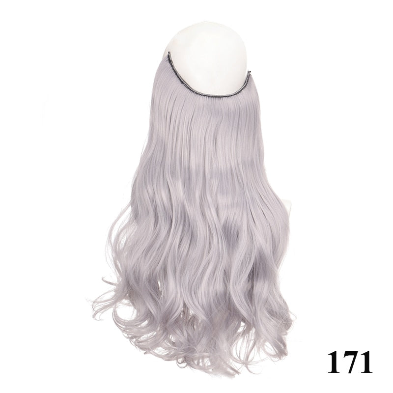 Invisible Wire No Clip One Piece Hair Extensions Secret Fish Line Hair Pieces Wave Straight Synthetic Fake 24 inch