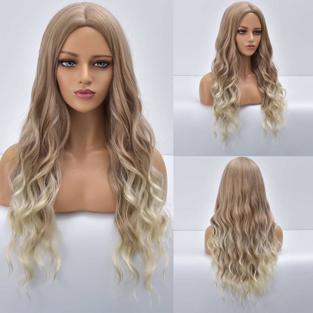 Blonde Body Wave Synthetic Wigs For Women Long Wave White Lolita Cosplay Party Natural Heat Resistant Hair