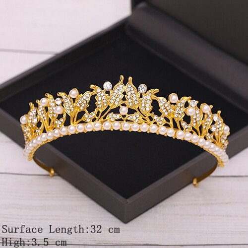 Bridal Crown Golden Wedding Hair Accessories Crystal Rhinestone Bride Wedding Tiaras and Crowns Headpiece Diadema Hair Ornament