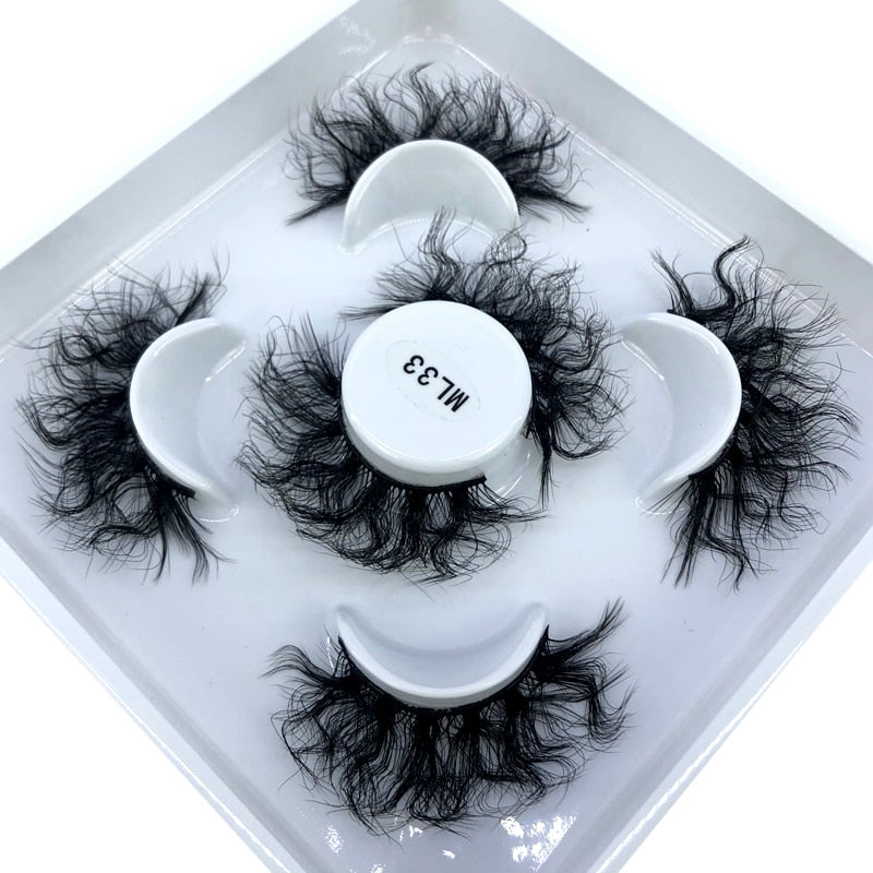 Reusable mink eyelashes 25mm lashes fluffy messy 3D mink lashes 3 pairs natural Long Thick false eyelashes extension