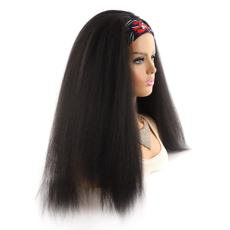 Headband Wig Synthetic Yaki Straight Hair Wigs With Hairband Natural Kinky Straight Wig Daily Use