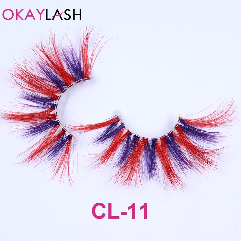1pair/box real mink color 25mm long siberian eyelashes costume fancy ball dramatic unique colored red blue fake lashes