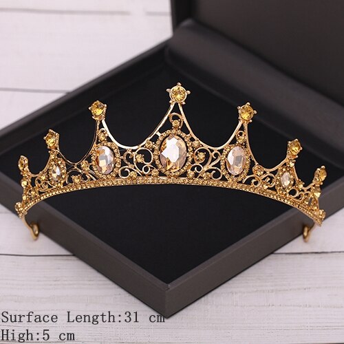 Bridal Crown Golden Wedding Hair Accessories Crystal Rhinestone Bride Wedding Tiaras and Crowns Headpiece Diadema Hair Ornament