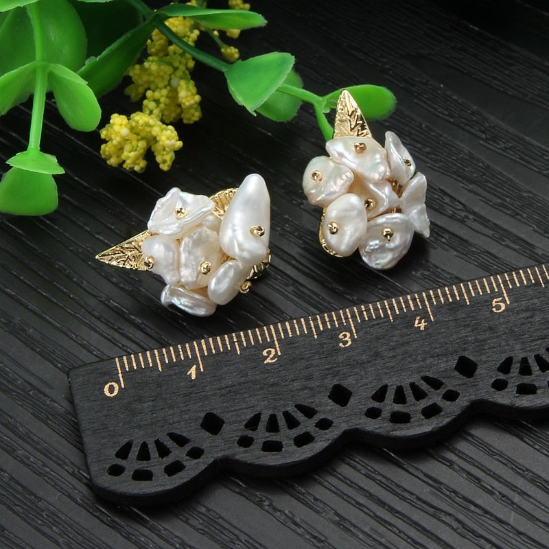 Classic Big Pearl Stud Earring Baroque Freshwater Pearl Earrings Fine Jewelry Handmade
