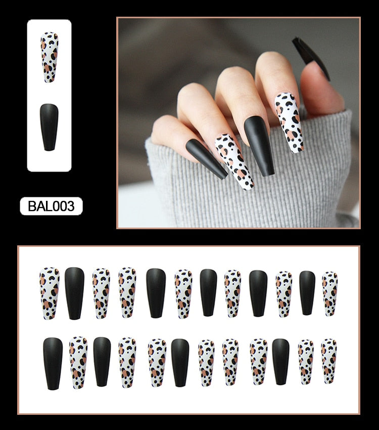 24PCS Dark Punk False Nails with Glue Gradient Long Detachable Fire Stick on Nails Skull Flame  Art DIY Fashion Manicure Tool