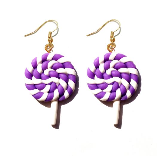 Resin Lollipop Drop Earrings Jewelry Custom Made Handmade Cute Cotton Candy