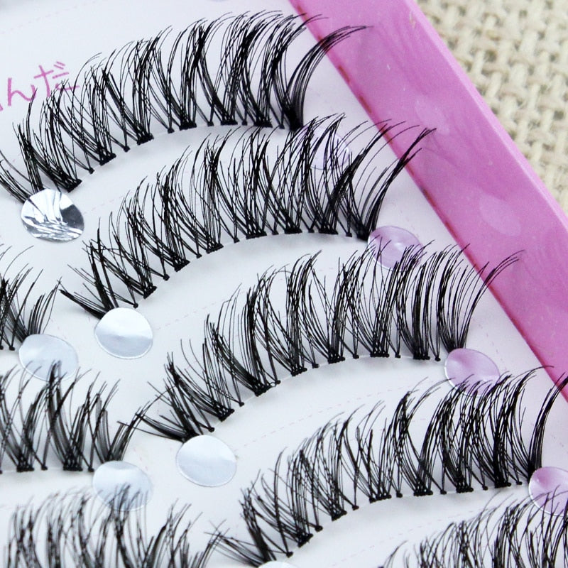 Japanese Handmade False Eyelashes Transparent Stem Natural Nude Makeup Simulation Cross Messy Eye Tail Thick False Eyelash
