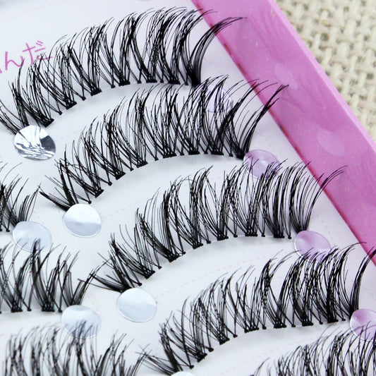 Japanese Handmade False Eyelashes Transparent Stem Natural Nude Makeup Simulation Cross Messy Eye Tail Thick False Eyelash
