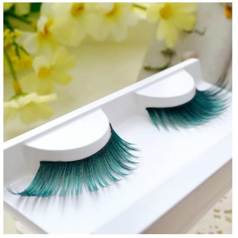 1 pairs green winged spray colorful false eyelashes masquerade exaggeration stage natural false eye lashes