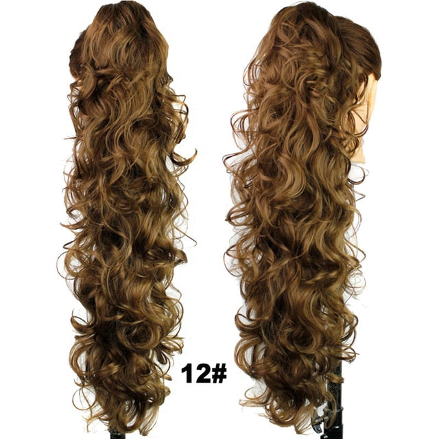 Synthetic Long Wave Ponytail 28 Inch Claw Clip In Hairpieces For Women PonyTail Natural Fake Hair Hairpiece Heat Resistant