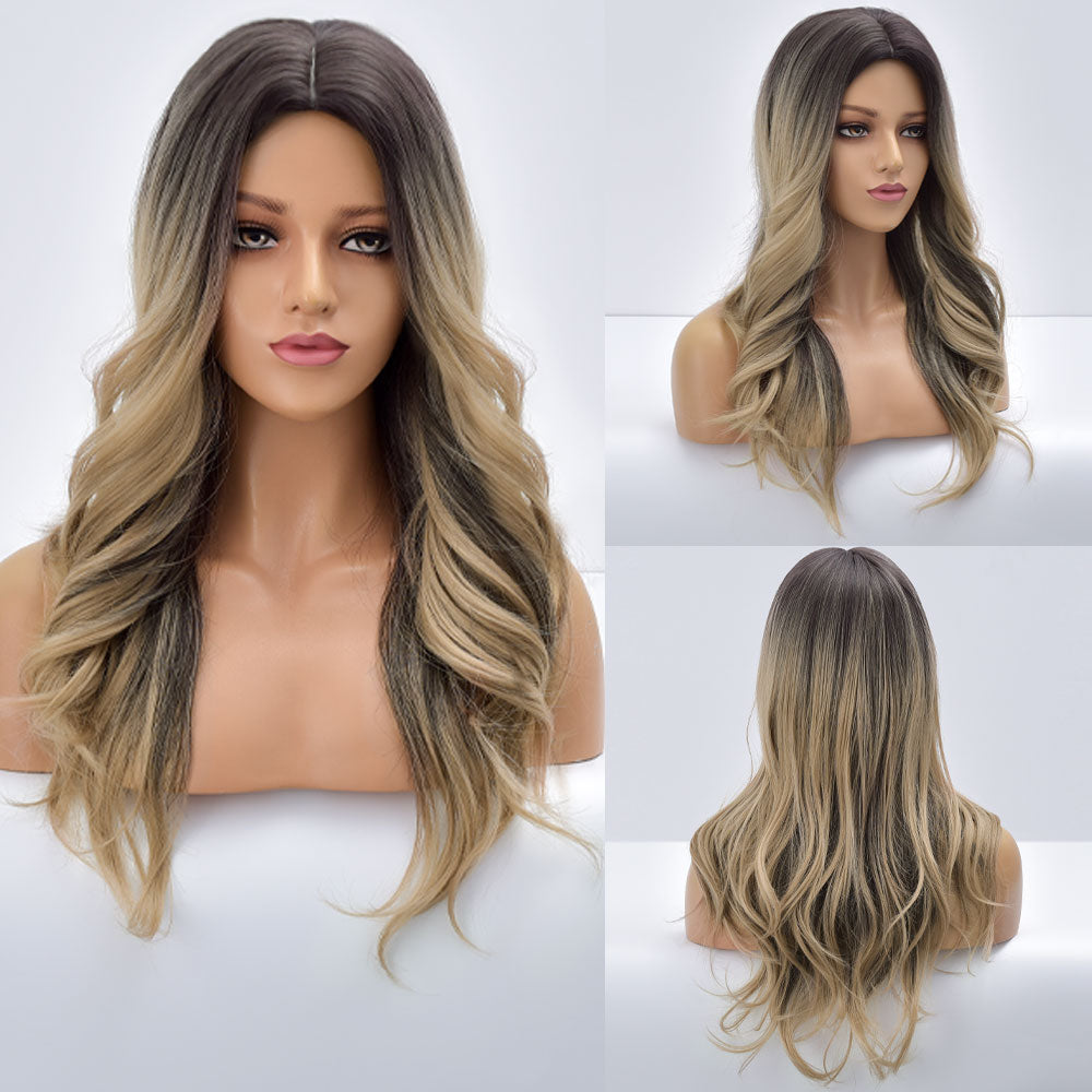 Blonde Body Wave Synthetic Wigs For Women Long Wave White Lolita Cosplay Party Natural Heat Resistant Hair