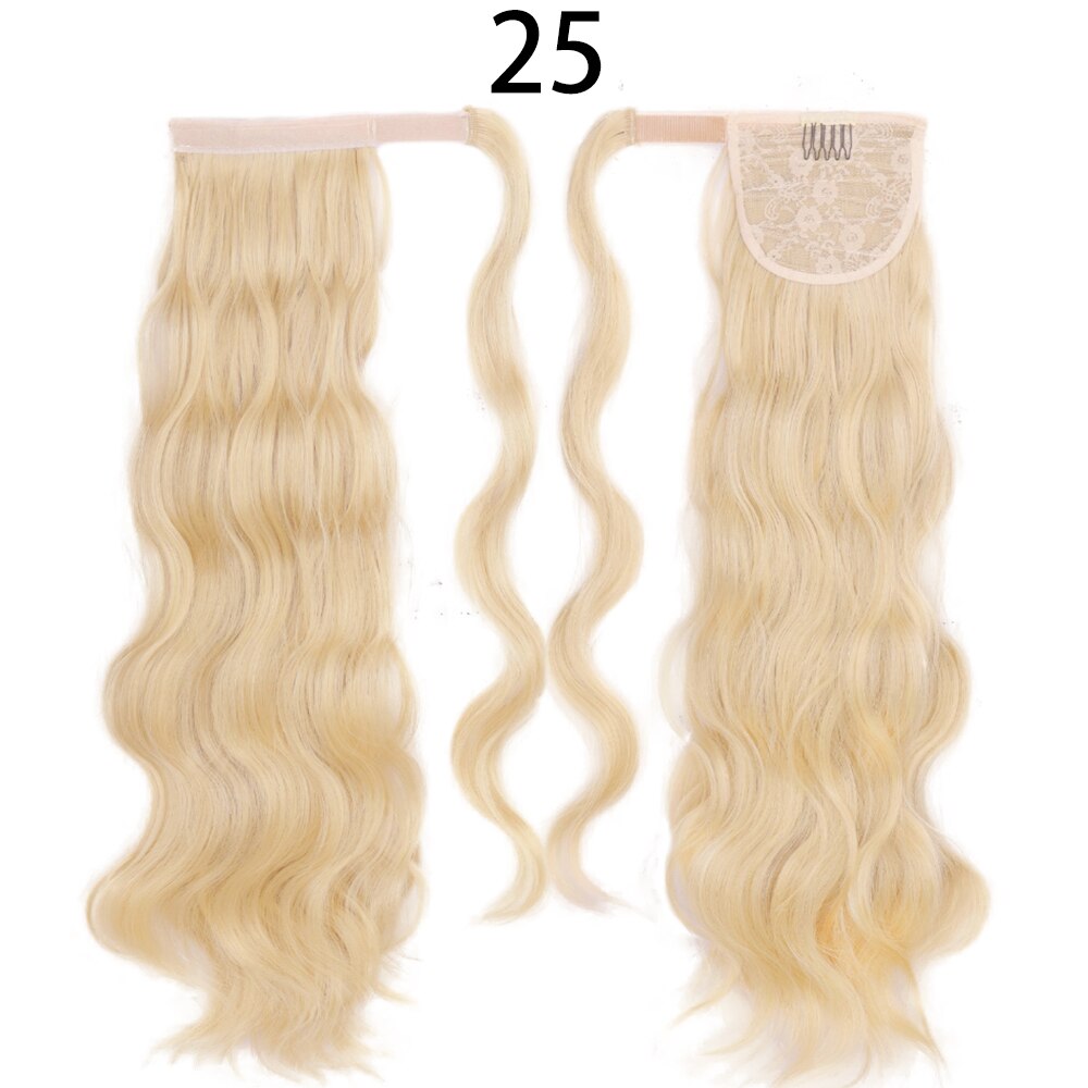 Synthetic Ponytail Extension Long Black Drawstring Wavy Ponytail Hair for Women Body Wavy Ponytail