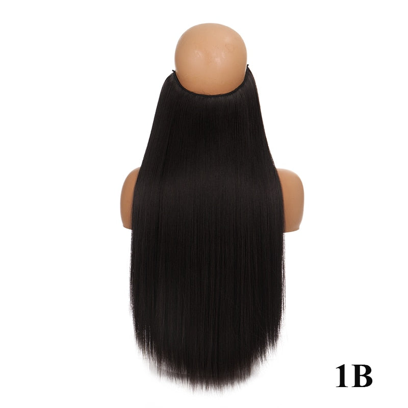 Invisible Wire No Clip One Piece Hair Extensions Secret Fish Line Hair Pieces Wave Straight Synthetic Fake 24 inch