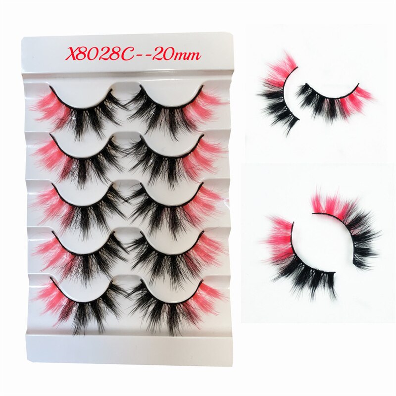 Rainbow Colored Lashes 3D Mink Lashes Ombre Dramatic Colorful Natural Eyelashes Extension Make up Fake Eyelashes