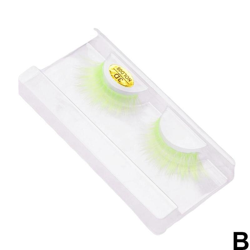 5D Colorful False Eyelashes Faux Mink Lashes Color Pink Blue Yellow Green Fake Eyelash Fluffy Soft Cilias Halloween Eye Makeup