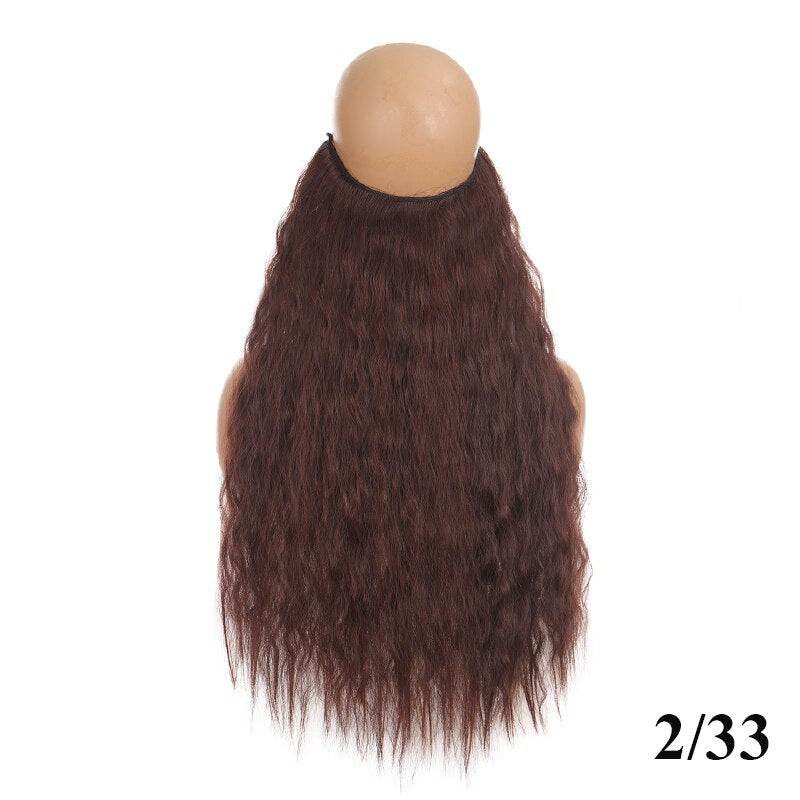 Synthetic 24inch Invisible Hair Wire Without No Clip Hair Extension Fishing Line Wig Wavy Hair Female False Hair Piece
