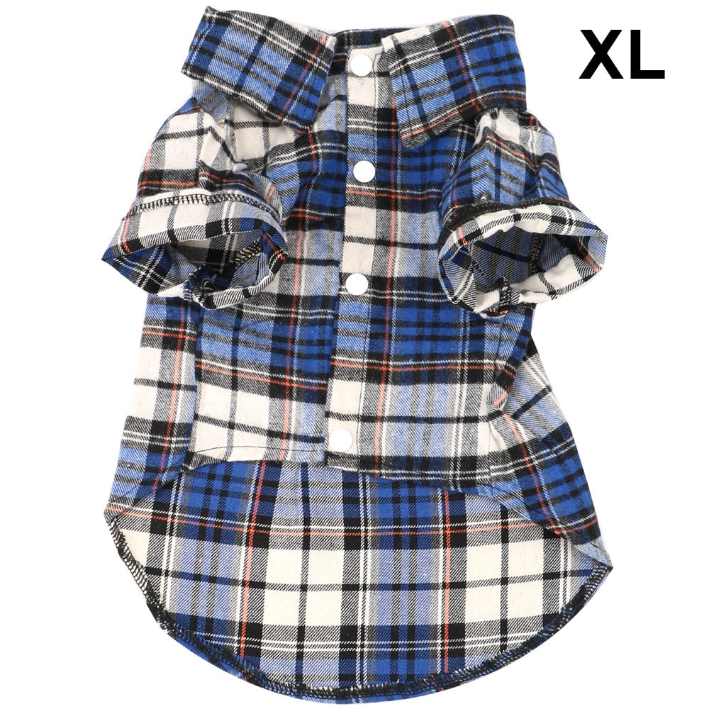 Soft Cotton Short Sleeve Shirts Pet Dog Cat Kitten Clothes Puppy Kitten Clothing Plaid T Shirt