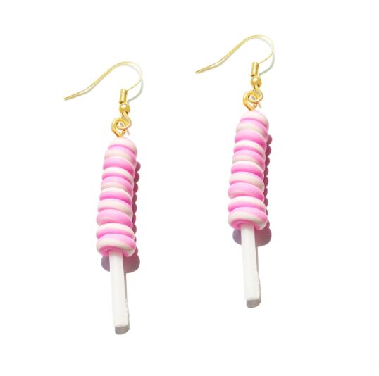 Resin Lollipop Drop Earrings Jewelry Custom Made Handmade Cute Cotton Candy