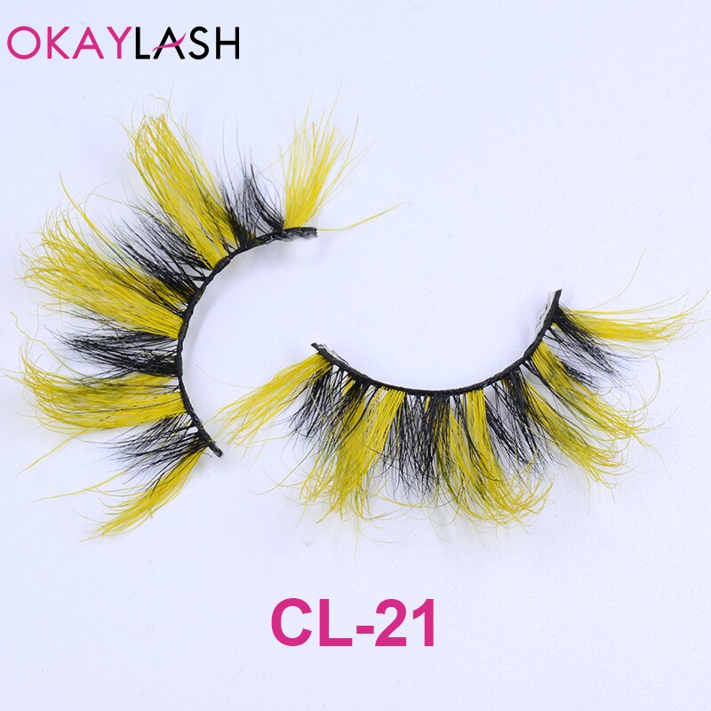 1pair/box real mink color 25mm long siberian eyelashes costume fancy ball dramatic unique colored red blue fake lashes