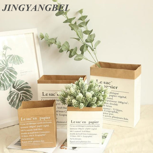 Europe Style Multi Kraft Paper Plant vase Desktop Flower pot Wedding Decorative Home Decoration Storage Accessories