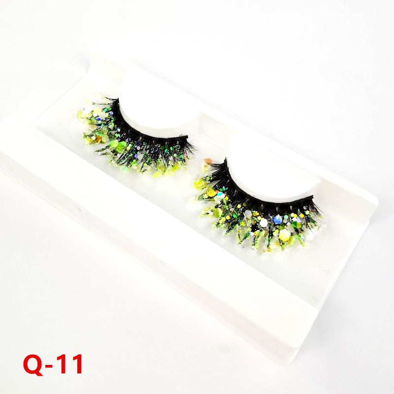 Mink color lashes natural long fluffy individual dramatic colorful false eyelashes