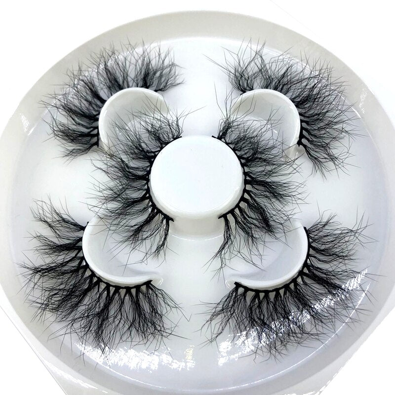 Reusable mink eyelashes 25mm lashes fluffy messy 3D mink lashes 3 pairs natural Long Thick false eyelashes extension