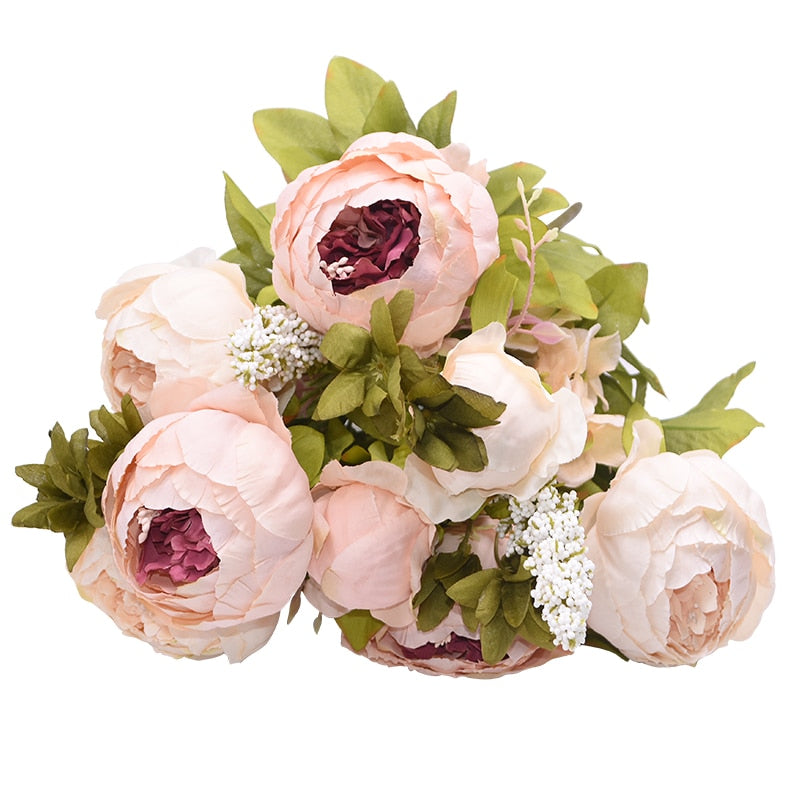 1 Bunch European Artificial Peony Flowers Silk Fake Flowers Wedding Party Home Decoration Flower Bouquet Wreath DIY