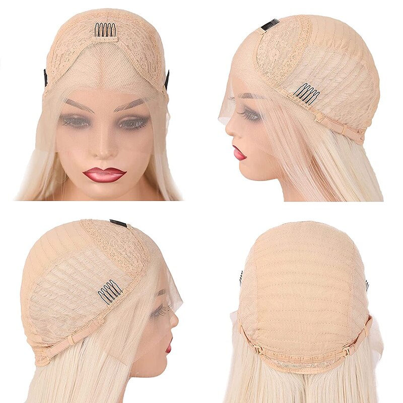 Synthetic Lace Front Wigs Short Bob Wig for Women Silver Brown Pink Blue Color Cosplay Short Wig