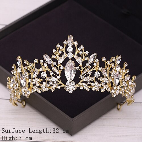 Bridal Crown Golden Wedding Hair Accessories Crystal Rhinestone Bride Wedding Tiaras and Crowns Headpiece Diadema Hair Ornament
