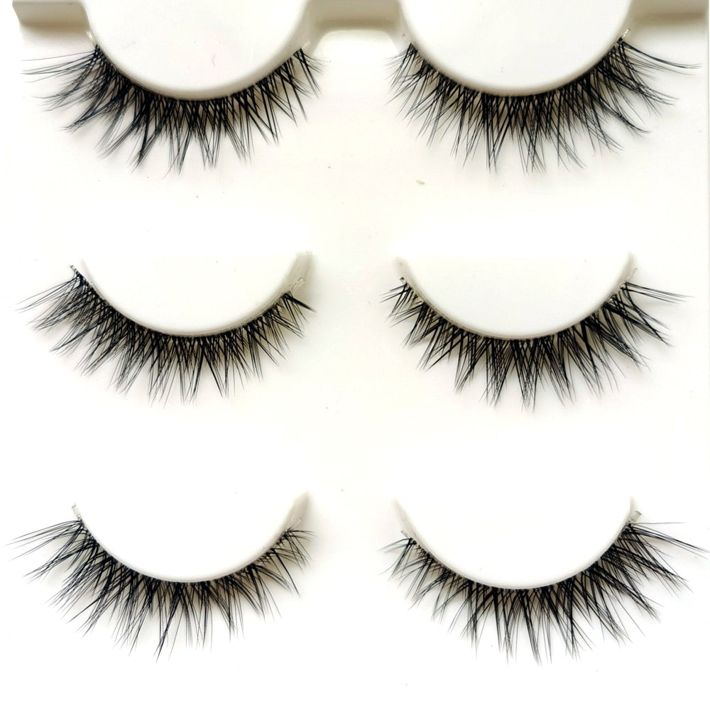 3D Mink Lashes Natural short Full Strip Transparent False Eyelashes