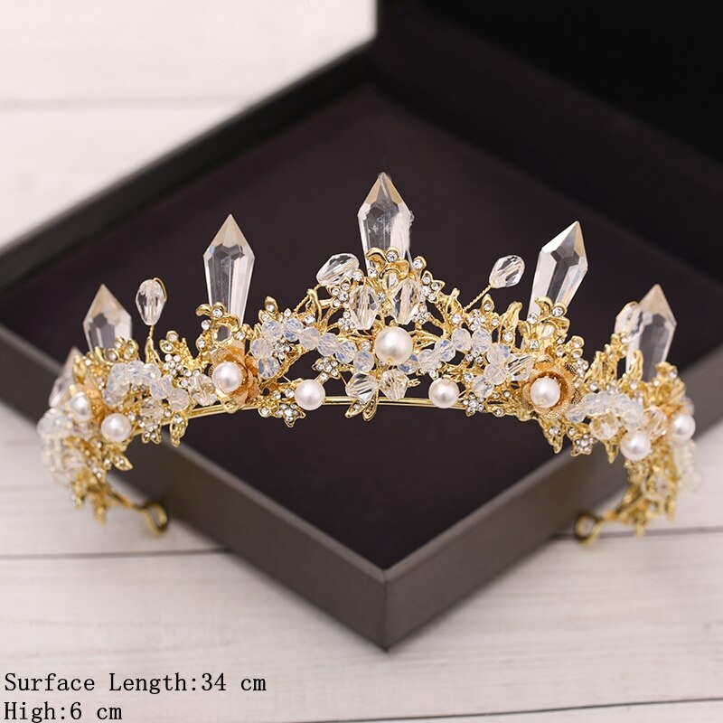 Bridal Crown Golden Wedding Hair Accessories Crystal Rhinestone Bride Wedding Tiaras and Crowns Headpiece Diadema Hair Ornament