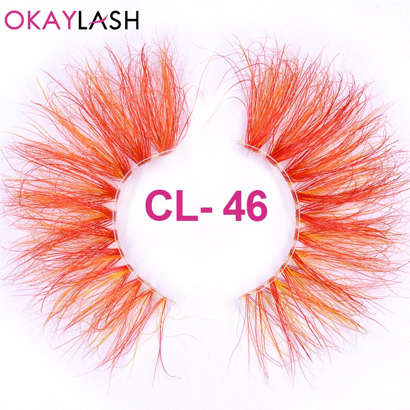 25mm Long Purple and Pink Color Real Mink Cosmetic Fake Colored Eyelash Party Cosplay Halloween Makeup Strip Eye lashes
