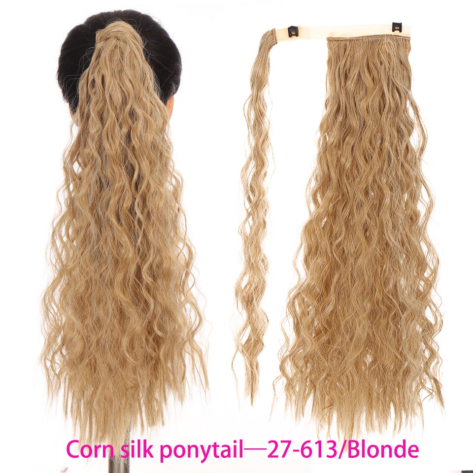 Synthetic Long Straight Wrap Around Clip In Ponytail Hair Extension Heat Resistant Hair Wig