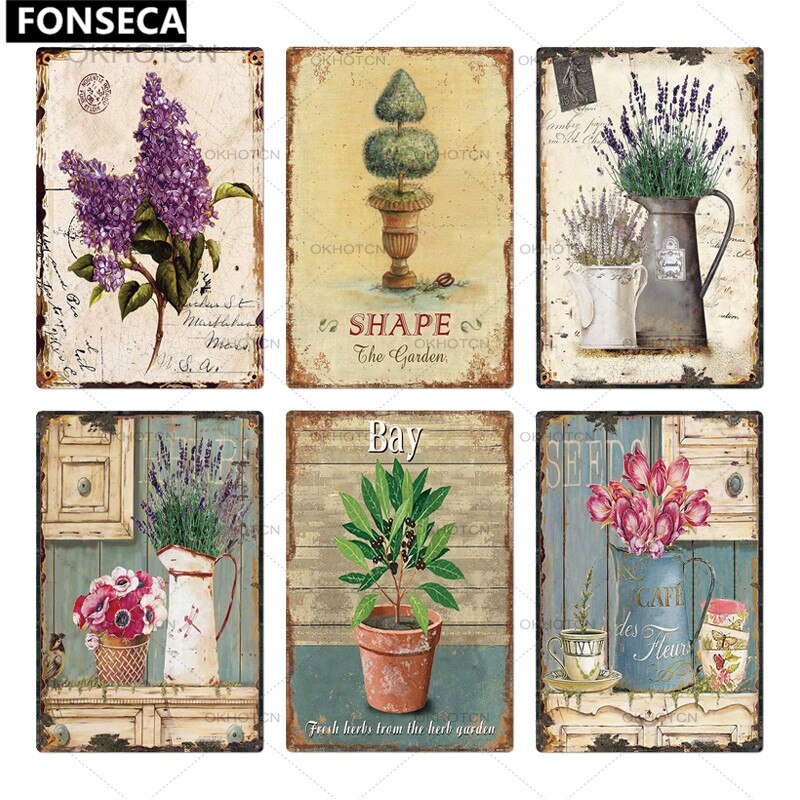 Garden Rules Metal Sign Vintage Metal Plaque Plates Decor For Pub Bar Home Wall Decor Tin Signs Flower Poster