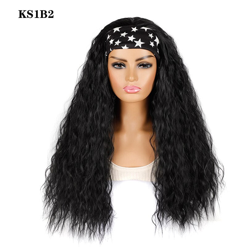 Headband Wig Synthetic Yaki Straight Hair Wigs With Hairband Natural Kinky Straight Wig Daily Use