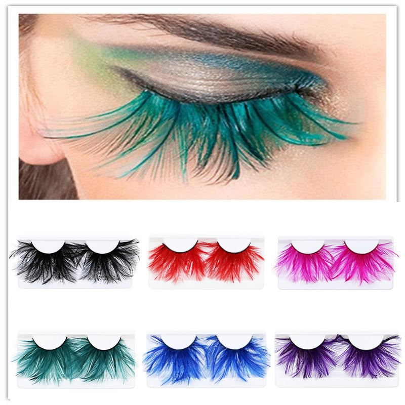 1Pair Feather 3D Thick Winged Natural Long False Eyelashes Party Nightclub Makeup Eye Lash Halloween Show Feather Eyeashes