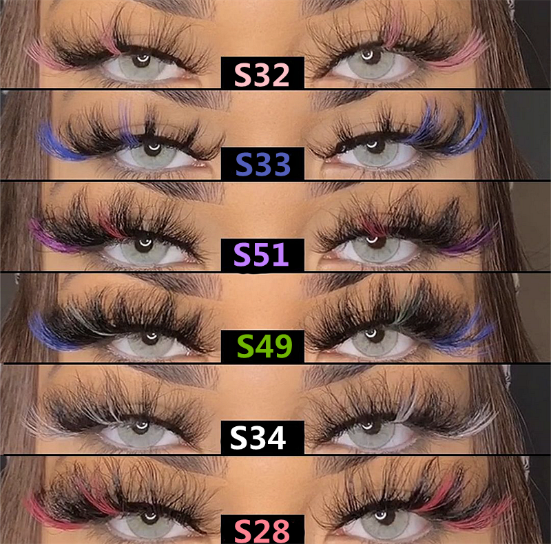 3D Mixed Color Mink Lashes Beauty Natural Individual Eyelashes Fluffy Lash Extension mix pink blue dramatic lash