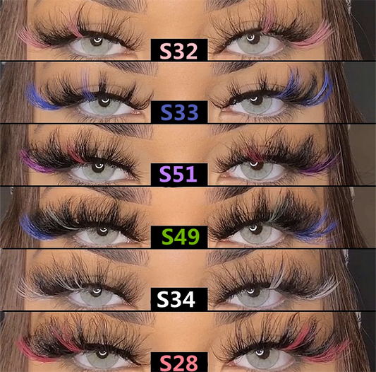 3D Mixed Color Mink Lashes Beauty Natural Individual Eyelashes Fluffy Lash Extension mix pink blue dramatic lash