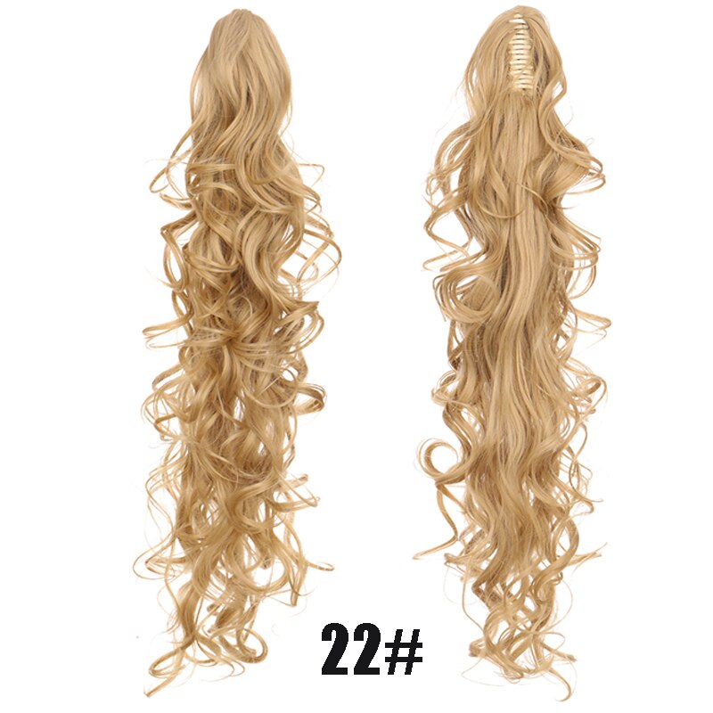 Synthetic 24inch Claw Clip Ponytail Extension Wavy Ponytail Long Straight Hair Ponytail Extension Clip Type Woman Wig