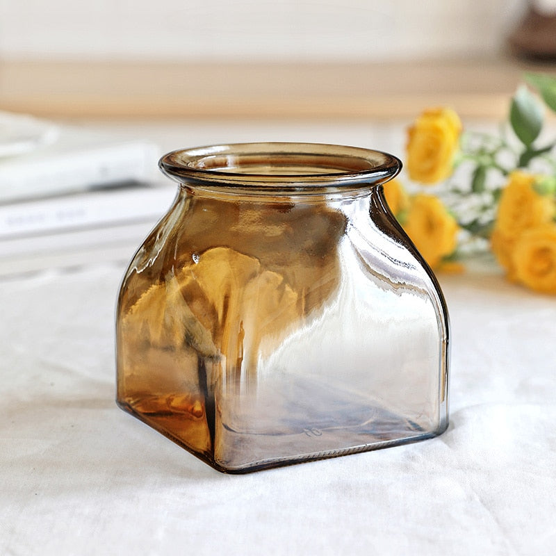 Multicolor Glass Vase Dried Flowers Nordic Transparent Europe Home Decoration Home Flower Vases