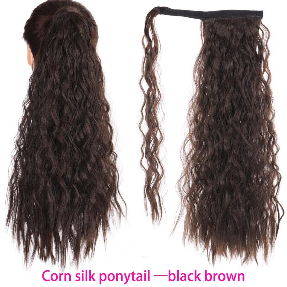 Synthetic Long Straight Wrap Around Clip In Ponytail Hair Extension Heat Resistant Hair Wig