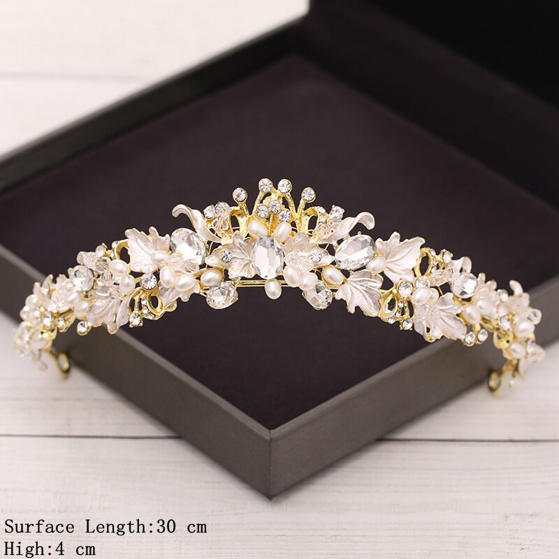 Bridal Crown Golden Wedding Hair Accessories Crystal Rhinestone Bride Wedding Tiaras and Crowns Headpiece Diadema Hair Ornament