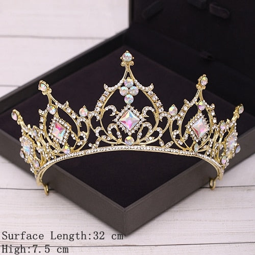 Bridal Crown Golden Wedding Hair Accessories Crystal Rhinestone Bride Wedding Tiaras and Crowns Headpiece Diadema Hair Ornament